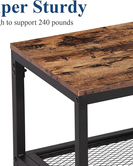 VECELO L Shaped Computer Gaming Corner Desk 47 Inch Study Writing Table, Home Office Workstation with Storage Shelves & Bag, Brown - LeafyLoom