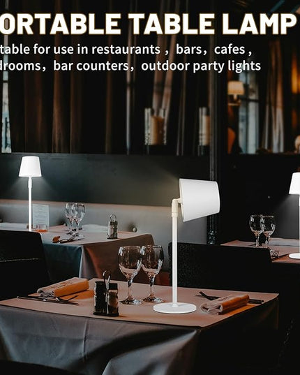 Cordless Table Lamp,Portable LED Desk Lamp, Battery Operated, 3 Color Stepless Dimming Up, for Restaurant/Bedroom/Bars/Outdoor Party/Camping/Coffee Shop Night Light。 (White) - LeafyLoom