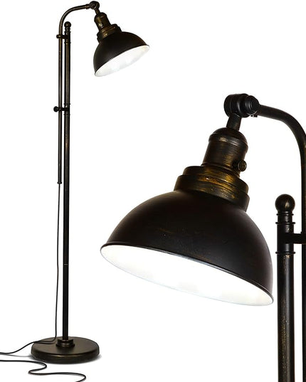 Brightech Dylan Industrial Floor Lamp for Living Rooms & Offices, Bright LED Floor Lamp – Charming Farmhouse Floor Lamp, Adjustable Head Standing Lamp for Bedroom Reading, Stunning Living Room Decor - LeafyLoom