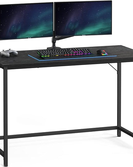 VASAGLE Computer Desk, Gaming Desk, Home Office Desk, for Small Spaces, 23.6 x 47.2 x 29.5 Inches, Industrial Style, Metal Frame, Black with Wood Grain ULWD039B56 - LeafyLoom