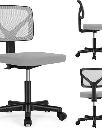 Sweetcrispy Office Computer Desk Chair, Ergonomic Low-Back Mesh Rolling Work Swivel Chairs with Wheels, Armless Comfortable Seat Lumbar Support for Home,Bedroom,Study,Student,Adults, Grey - LeafyLoom