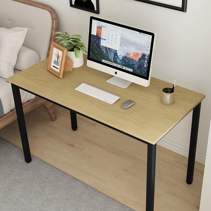 SogesGame Computer Desk, 47.2 inches Small Office Desk Computer Table Study Writing Desk Workstation for Home Office, Teak Dining Table - LeafyLoom