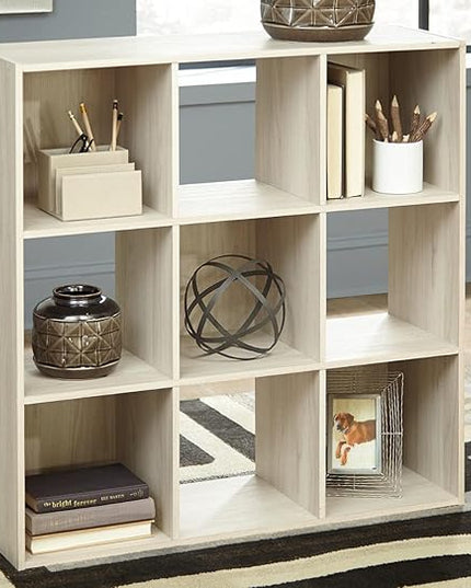 Signature Design by Ashley Socalle Modern 9 Cube Storage Organizer or Bookcase, Beige - LeafyLoom