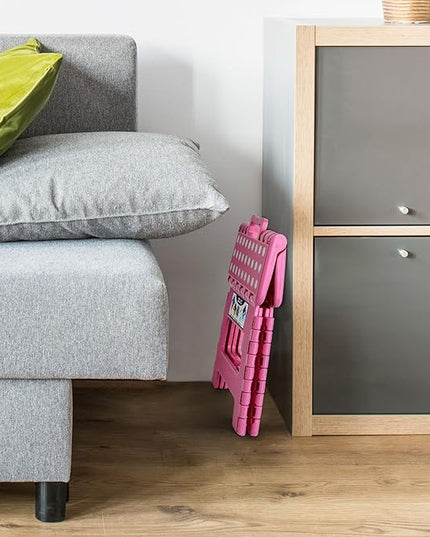 Delxo 9” Folding Step Stool in Pink,1 Pack Premium Heavy Duty Foldable Stool for Kids,Portable Collapsible Plastic Step Stool,Non Slip Folding Stools for Kitchen Bathroom Bedroom - LeafyLoom