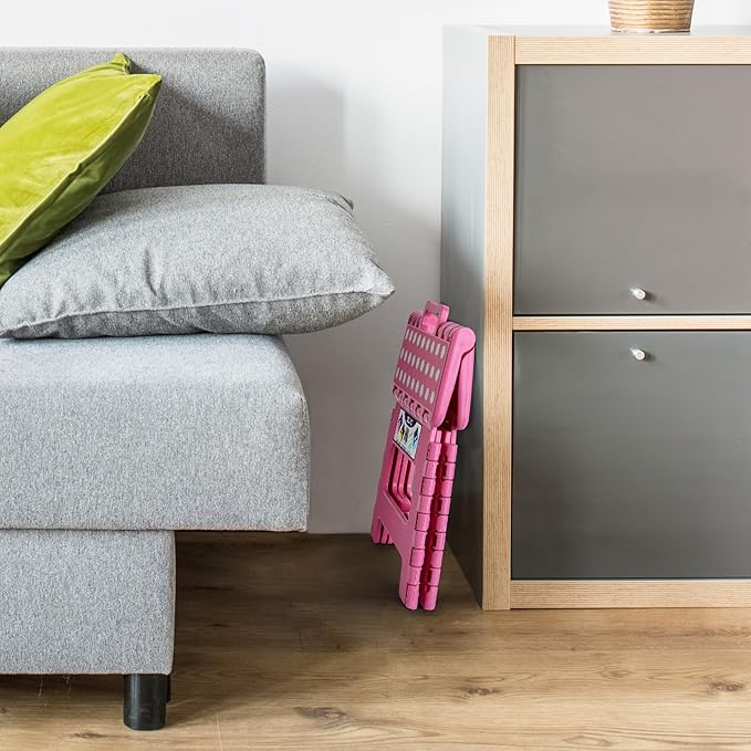 Delxo 9” Folding Step Stool in Pink,1 Pack Premium Heavy Duty Foldable Stool for Kids,Portable Collapsible Plastic Step Stool,Non Slip Folding Stools for Kitchen Bathroom Bedroom - LeafyLoom