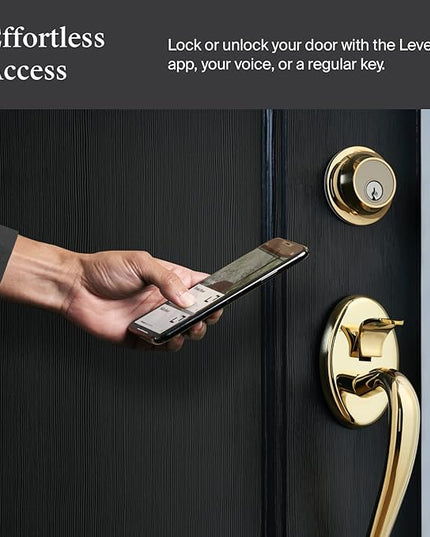 Level Lock Smart Lock - World's Smallest Smart Lock - Level App for iOS & Android - Works with Apple Home (Polished Brass) Level