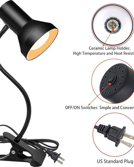 Desk Lamp Eye-Caring Table Lamps, 360°Rotation Gooseneck Clip on Lamp, Portable Reading Book Light, Clamp Light Eye-Caring Study Desk Lamps for Bedroom and Office Home Lighting - LeafyLoom