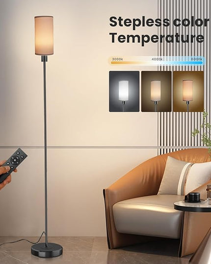 Floor Lamp for Living Room with 3 Color Temperature LED Bulb, Modern Standing Lamp with Remote Control, 68" Tall Pole Floor Lamp for Office, Bedroom, Reading (Bulb Included) - LeafyLoom