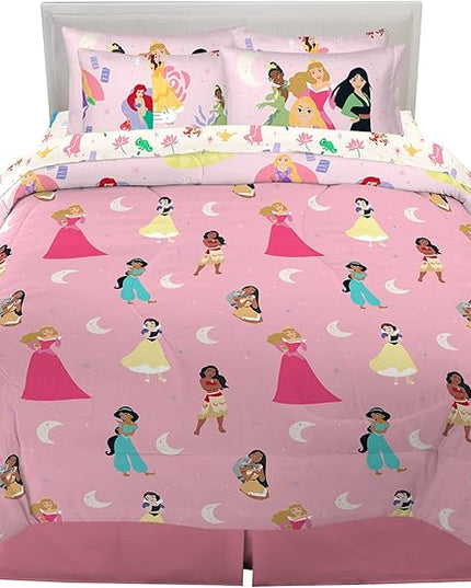 Disney Princess Kids Bedding Super Soft Comforter and Sheet Set with Sham, 7 Piece Full Size, "Official" Disney Product By Franco (PRINTS MAY VARY) - LeafyLoom