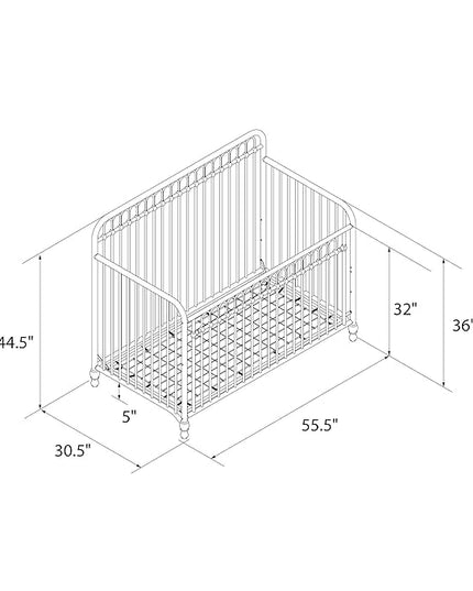 Little Seeds Ivy 3-in-1 Convertible Metal Crib, JMPA Certified, Gold - LeafyLoom