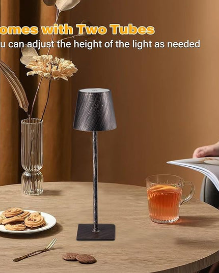 2 Pack Cordless Table Lamps, 3 Colors Stepless Dimming, 5000mAh Rechargeable Battery LED Desk Lamp for Bedroom/Couple Dinner/Desk/Cafe/Dining Room/Terrace(Antique Copper) - LeafyLoom
