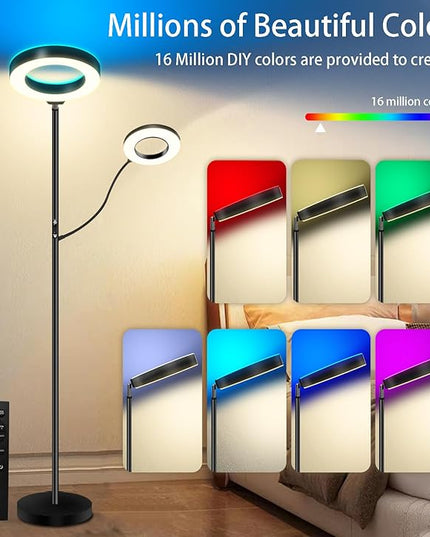 RGB Multicolour Modern Floor lamp Reading lamp Standing Sofa Lamps Lighting 7 Colors Changing Smart WiFi APP Remote Control for Bedroom Living Room Gaming Reading Learning Live Stream - LeafyLoom