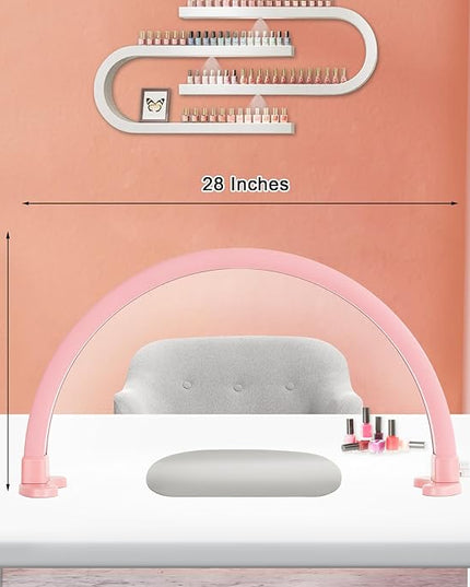 Super Bright Half Moon Light for Nail Desk, Upgrade Nail Lamp for Desk with Stepless Dimming, Half Moon Desk Lamp 3 Color Temperature (Pink) - LeafyLoom