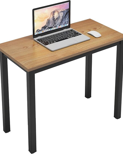 sogesfurniture 31.5 inches Small Computer Desk Teens Desk Study Table, Home Office Desk Computer Desk Gaming Desk Computer Table Sturdy Writing Workstation for Home Office, Teak+Black - LeafyLoom