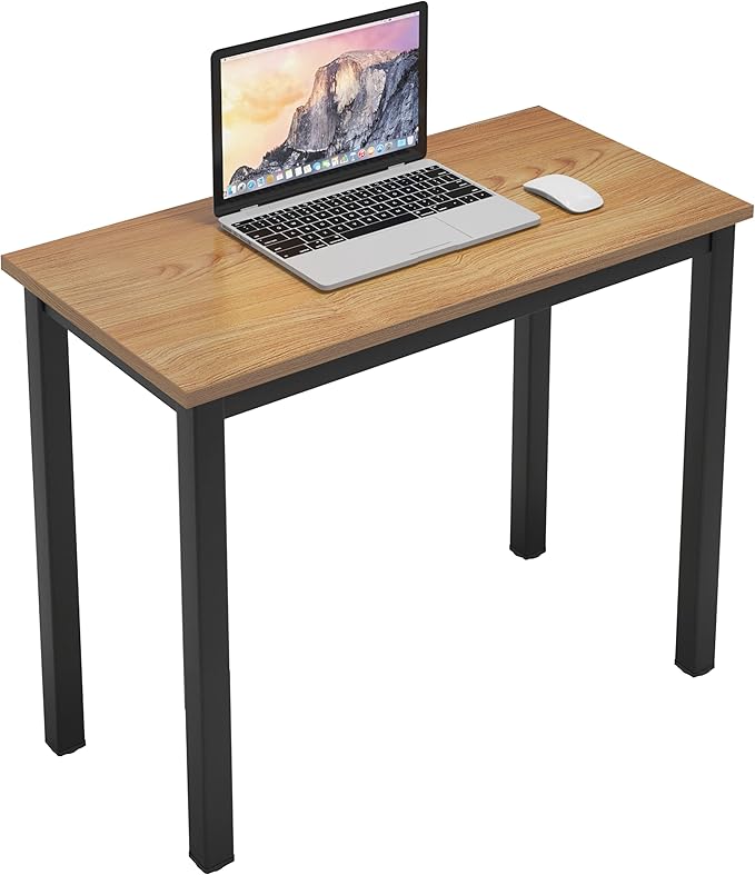 sogesfurniture 31.5 inches Small Computer Desk Teens Desk Study Table, Home Office Desk Computer Desk Gaming Desk Computer Table Sturdy Writing Workstation for Home Office, Teak+Black - LeafyLoom
