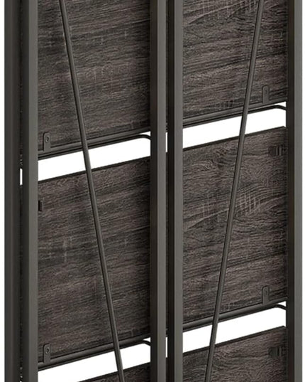 4NM No-Assembly Folding Bookshelf Storage Shelves 4 Tiers Vintage Bookcase Standing Racks Study Organizer Home Office (Gray and Black) - LeafyLoom