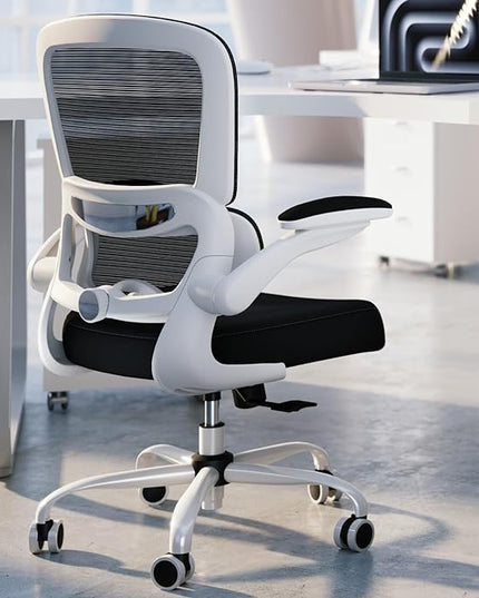 Office Chair - Ergonomic Desk Chair with Adjustable Lumbar Support, Mesh Computer Chair, Executive Chair for Home Office Comfortable Lumbar Support (White+Black) - LeafyLoom