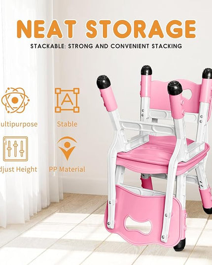 kids chair adjustable height Children chairs suitable for Children age 2-8 with foot covers for home classroom kindergarten and children's venues two-pack - LeafyLoom