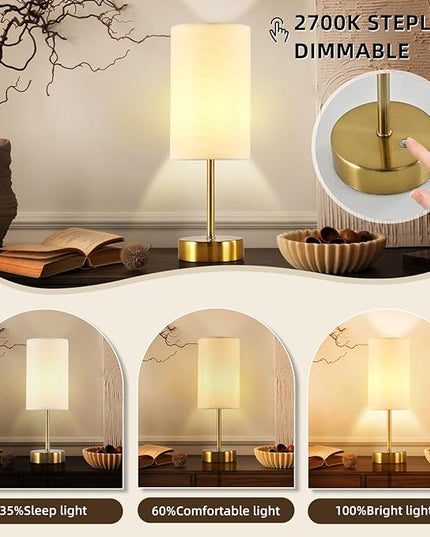 Cordless Table Lamp, Built-in 5000mAh Fast Rechargeable Table Lamp Cordless,Stepless Dimmable Battery Powered Lamp, Wireless Lamp with Memory Function, Lasting 140+H (gold) - LeafyLoom