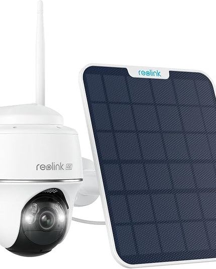 REOLINK First 4K Solar Security Cameras Wireless Outdoor, Argus PT 4K+ 6W Solar Panel, 360° Pan Tilt, 8MP Color Night Vision, 2.4/5 GHz Wi-Fi, No Monthly Fee, Home Hub Compatible REOLINK