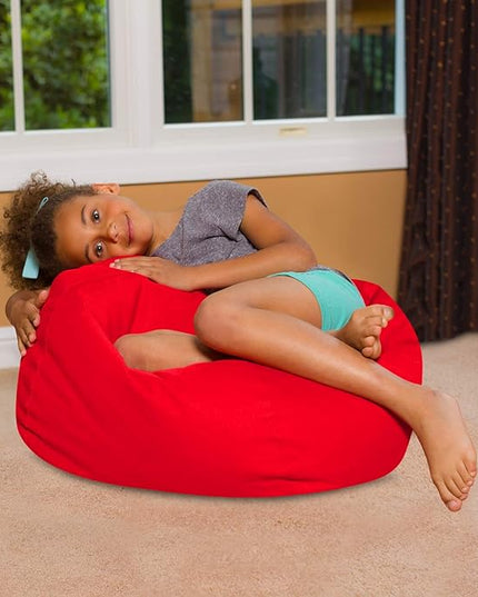 Posh Creations Bean Bag Chair for Kids, Teens, and Adults Includes Removable and Machine Washable Cover, Solid Red, 27in - Medium - LeafyLoom