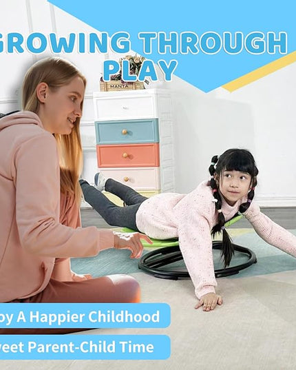 Sensory Spinning Chair for Kids, Autistic Childs Swivel Chair, Sit and Spin Toy, Training Body Coordination, Metal Base Non-Slip Indoor and Outdoor Activity Spins Toys (Penguin-Green) - LeafyLoom