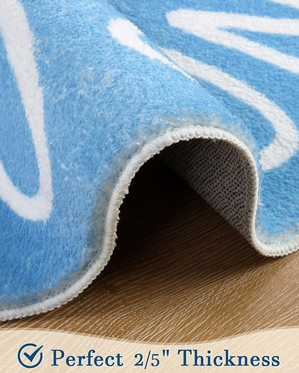 Topotdor Round Kids Play Rug Alphabet Nursery Area Rug Extra Large Soft Crawling Play Mat for Children Toddlers Bedroom (47 inch, Sky Blue) - LeafyLoom