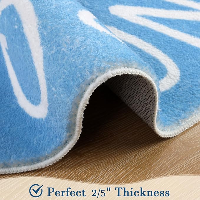 Topotdor Round Kids Play Rug Alphabet Nursery Area Rug Extra Large Soft Crawling Play Mat for Children Toddlers Bedroom (47 inch, Sky Blue) - LeafyLoom