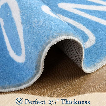 Topotdor Round Kids Play Rug Alphabet Nursery Area Rug Extra Large Soft Crawling Play Mat for Children Toddlers Bedroom (47 inch, Sky Blue) - LeafyLoom