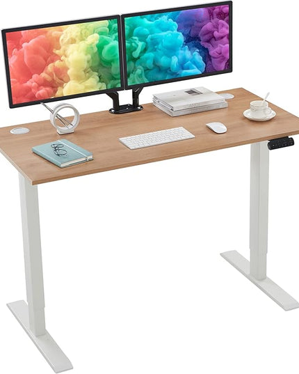 Sunon Sit Laptop Computer Writing Workstations with 3 Pre-Set and USB Port 48" for Home Office Smart Advanced Standing Desk, Oak - LeafyLoom
