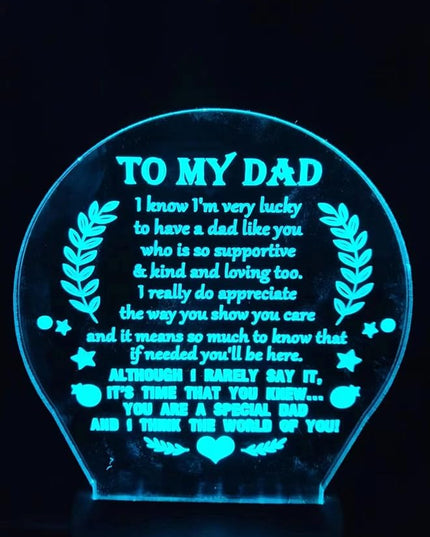 3D lamp Dad Gifts from Daughter Son, Father's birthday Gift Night Light, 7 Colors Engraved Thanksgiving Day Gift for Dad,to My Dad Birthday Gifts from Kids, Idea for Fathers Day - LeafyLoom