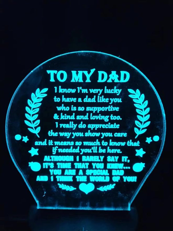 3D lamp Dad Gifts from Daughter Son, Father's birthday Gift Night Light, 7 Colors Engraved Thanksgiving Day Gift for Dad,to My Dad Birthday Gifts from Kids, Idea for Fathers Day - LeafyLoom
