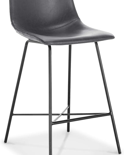 Poly and Bark Counter Stool 24 inches - Counter Height Bar Stools Set of 2 - Sturdy Kitchen Stools with Backs - Comfortable Bar Chair - Modern Countertop-High Chairs, Kitchen Island Barstools – Grey - LeafyLoom