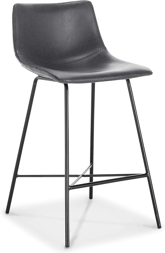 Poly and Bark Counter Stool 24 inches - Counter Height Bar Stools Set of 2 - Sturdy Kitchen Stools with Backs - Comfortable Bar Chair - Modern Countertop-High Chairs, Kitchen Island Barstools – Grey - LeafyLoom