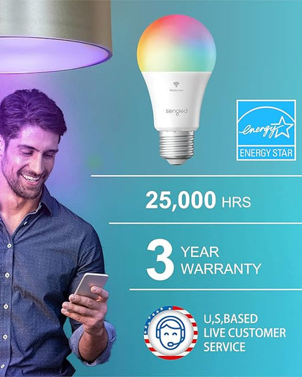 Sengled Smart Light Bulb, Color Changing Light Bulb, WiFi Light Bulbs No Hub Required, Smart Bulbs that Work with Alexa & Google Home, Smart LED A19 RGB Light Bulbs, 1 Pack Sengled