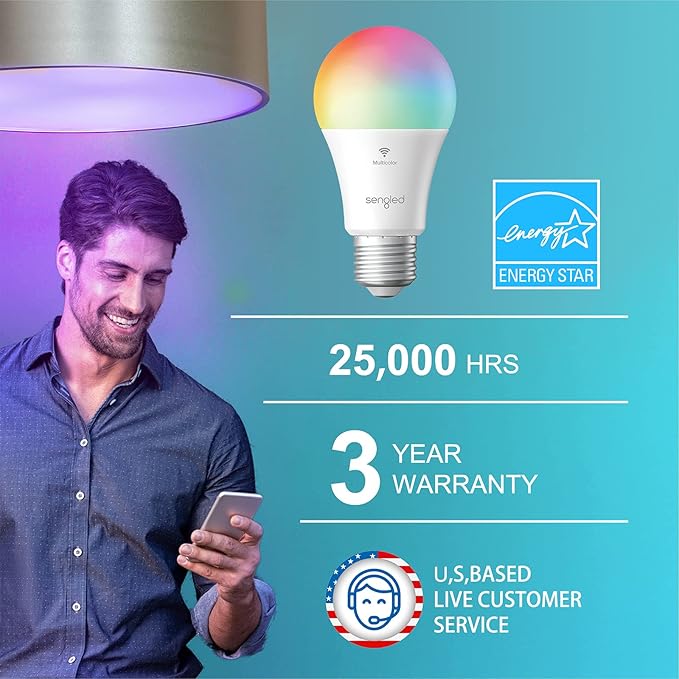 Sengled Smart Light Bulb, Color Changing Light Bulb, WiFi Light Bulbs No Hub Required, Smart Bulbs that Work with Alexa & Google Home, Smart LED A19 RGB Light Bulbs, 1 Pack Sengled