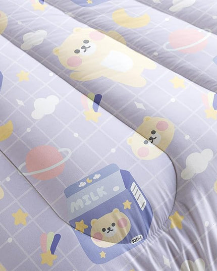 Bear Comforter Full Size,Kawaii Comforter Set for Kids Teens Girls,3Pcs Bedding Set Printed Comforter with 2 Pillowcases,Down Alternative,Soft and Lightweight(Purple，Full Size) - LeafyLoom