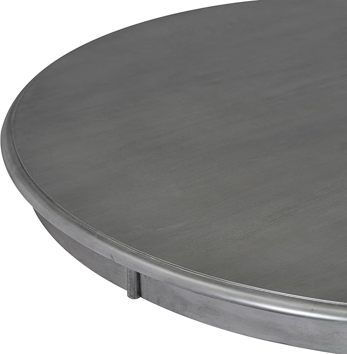 5-Piece Dining, Retro Round Kitchen Table Set with Curved Trestle Style Legs and 4 Upholstered Chairs for Diningroom, Dark Gray, 1 - LeafyLoom