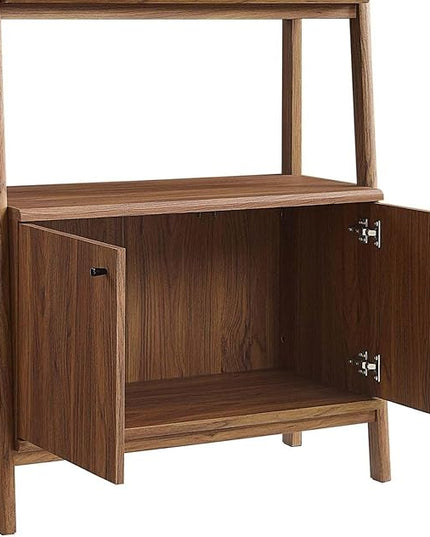 Modway 33" Bookshelf Display Case in Walnut - LeafyLoom