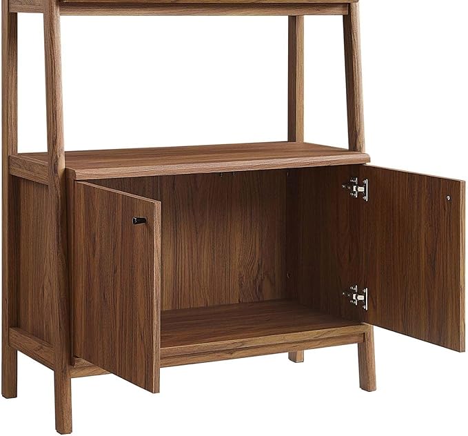 Modway 33" Bookshelf Display Case in Walnut - LeafyLoom