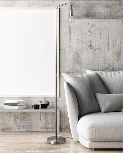 O'Bright Industrial Floor Lamp for Living Room, Metal Lamp, 70 Inches, E26 Socket, Minimalist Design for Decorative Lighting, Stand Lamp for Bedroom, Office, Brushed Nickel - LeafyLoom