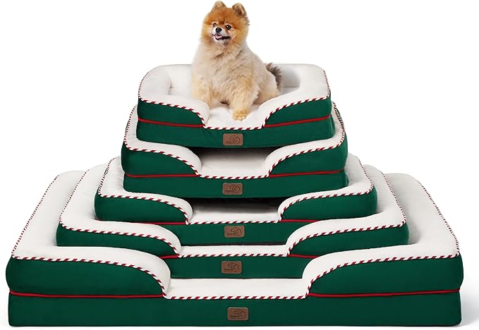Bedsure Orthopedic Dog Bed for Large Dogs - Big Washable Dog Sofa Beds Large, Supportive Foam Pet Couch Bed with Removable Washable Cover, Waterproof Lining and Nonskid Bottom, Green BEDSURE