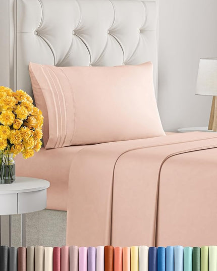 Twin XL Size 3 Piece Sheet Set - Comfy Breathable & Cooling Sheets - Hotel Luxury Bed Sheets for Women & Men - Deep Pockets, Easy-Fit, Soft & Wrinkle Free Sheets - Lavender Pink Oeko-Tex Bed Sheet Set - LeafyLoom