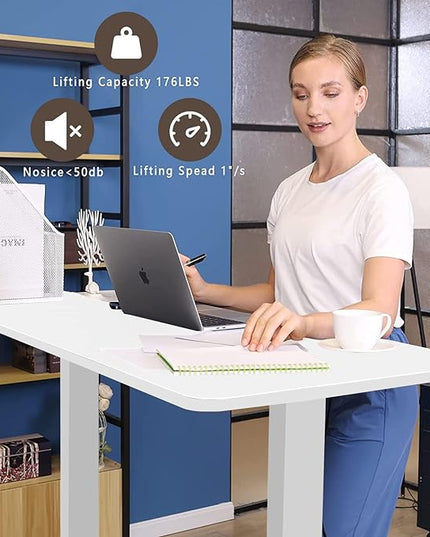 63inch Electric Standing Desk Adjustable Height Sit Stand Home Office Desk Height Adjustable Stand up Desk - LeafyLoom
