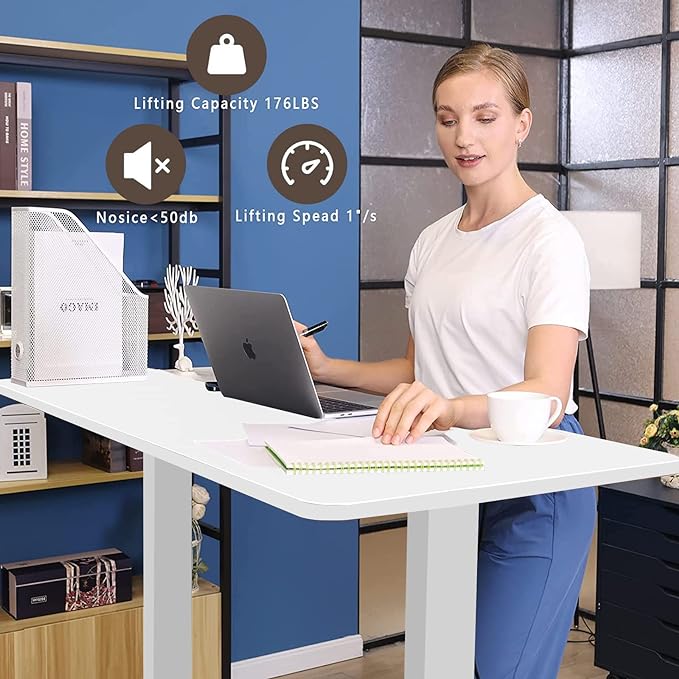63inch Electric Standing Desk Adjustable Height Sit Stand Home Office Desk Height Adjustable Stand up Desk - LeafyLoom