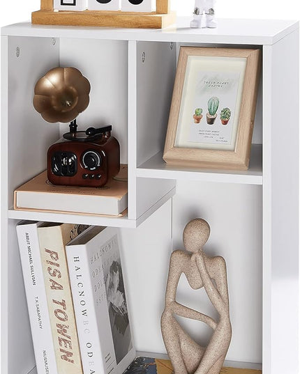VECELO Small White Bookshelf, 3 Cube Shelf, Fits Tallest Hardcovers, Horizontal Available, Short Bookcase for Small Spaces, Pearl White - LeafyLoom