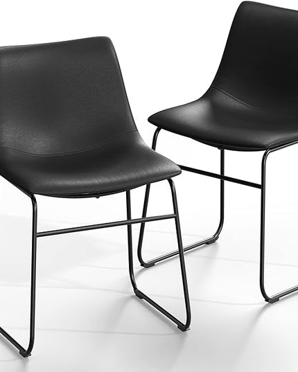 NicBex Retro Side Chair Dining Chair with Metal Legs for Kitchen, Living, Dining Room, Set of 2, (Black Color) (A-GE17014-USSU014) - LeafyLoom