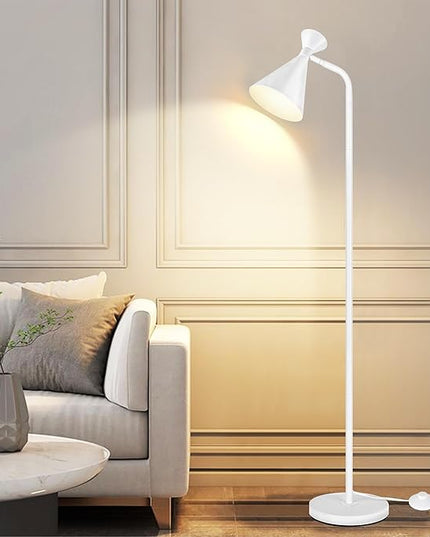 PARTPHONER Floor Lamp for Living Room, Modern Adjustable Metal Heads Standing Lamps, Simple Design White Floor Lamp with Foot Switch for Bedroom, Office, Kids Room, Reading, Working(Bulb Not Included) - LeafyLoom