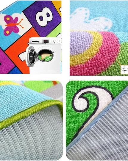 Hop and Count Hopscotch Rug, Kids Floor Play Area Rug Game Carpet Crawl Jump Mat, Children Numbers Learning Non-Slip Rug, Great for Ages 3 to 7 Boys Girls, Home Decor, 26''x78'' - LeafyLoom