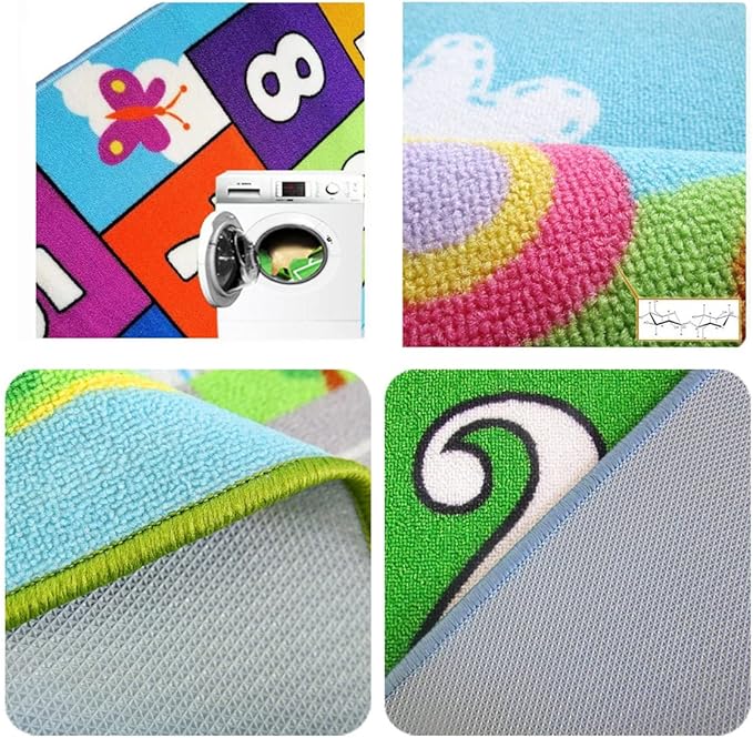 Hop and Count Hopscotch Rug, Kids Floor Play Area Rug Game Carpet Crawl Jump Mat, Children Numbers Learning Non-Slip Rug, Great for Ages 3 to 7 Boys Girls, Home Decor, 26''x55'' - LeafyLoom